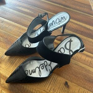 Sam Edelman Black Pointed Toe Slingback Heels